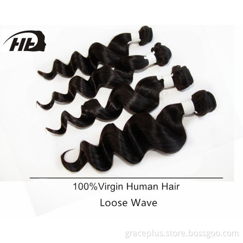 100% virgin hair extension,10"-30'', natural black loose wave, Unprocessed virgin peruvian loose deep wave hair